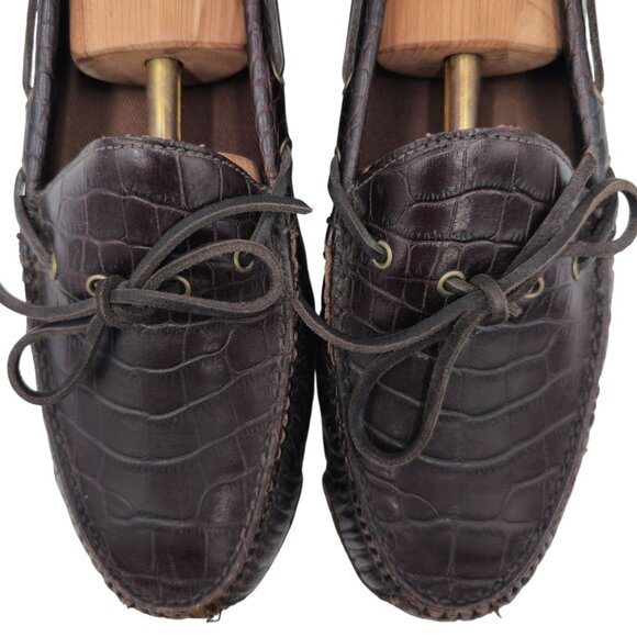 Cole Haan Men\'s 12D Brown Crocodile Embossed Leather Dress Shoes Driving Loafers